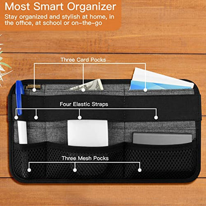 Portable Tech Organizer Attachable to Laptop for Electronics, Cables, Mouse, Power Bank, USB Adapter, Charger, Cellphone - Gray