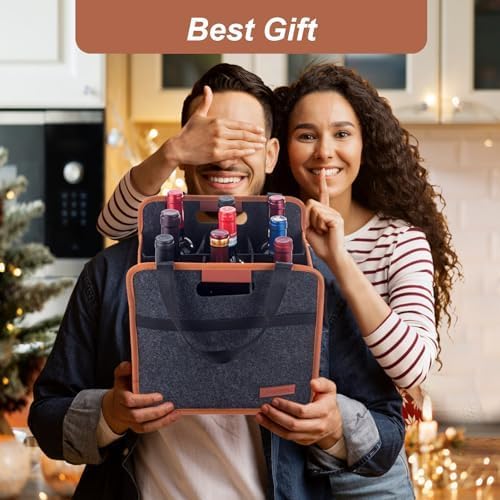 Foyego 2 Pack 9 Bottle Wine Tote Bag, Insulated Thermal Padded Wine Carrier Tote, Reusable Wine Bags for Wine Bottles Travel, Camping and Picnic, Perfect Wine Lover Gift - color: 9 Bottle-2PACK