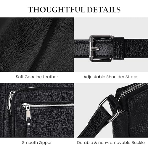befen Anti Theft Genuine Leather Crossbody Bags for Women Handbags and Shoulder Basg with Built in Wallet RFID Leather Purse - color: Black