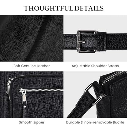 befen Anti Theft Genuine Leather Crossbody Bags for Women Handbags and Shoulder Basg with Built in Wallet RFID Leather Purse - color: Black