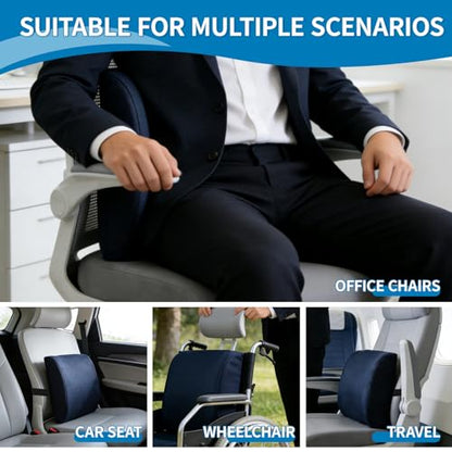 Lumbar Support Pillow for Office Chair, Memory Foam Back Support Pillow for Office Chair, Help Relieve Pain of Back and Lumbar, with Breathable Cover, Ergonomic and Comfortable for Long Hours Sitting