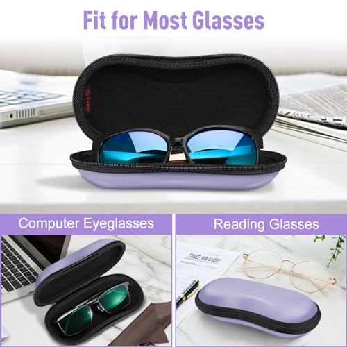 FINTIE Sunglasses Case, Hard EVA Shell Shockproof Sport Glasses Case with Metal Carabiner Travel Zipper Eyeglasses Holder - color: Purple