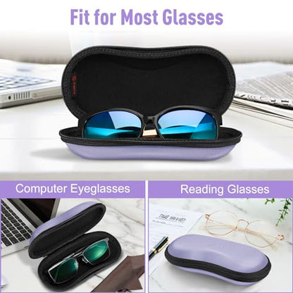 FINTIE Sunglasses Case, Hard EVA Shell Shockproof Sport Glasses Case with Metal Carabiner Travel Zipper Eyeglasses Holder - color: Purple