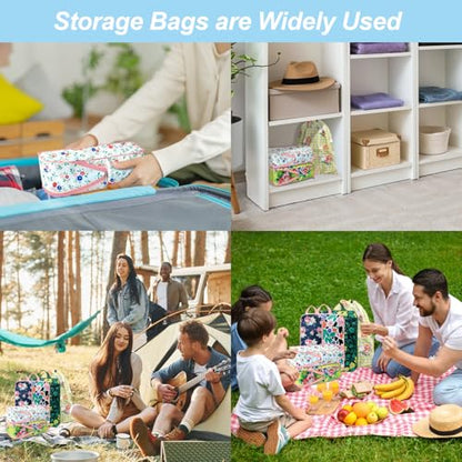 7 Piece Travel Compression Packing Cubes - Toiletry Kit Foldable Organizer Bags for Efficient Suitcase Packing - gingham print with lovely floral (Travel Essentials) - color: Black-1