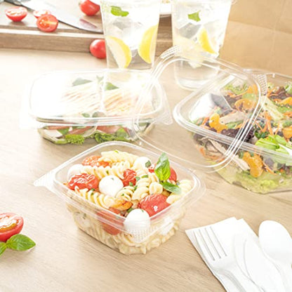 Restaurantware Thermo Tek 16 Ounce Deli Food Containers 100 Anti-Fog Hinged Lid Containers - Freezable Rectangle Clear Plastic To Go Food Containers Disposable - size: 16 oz