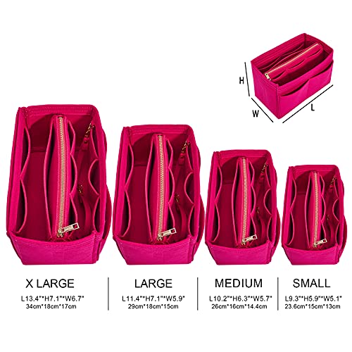 Vercord Felt Organizer Insert For Purse Handbag Tote Bag In Bag Inside Shaper Divider Neo Rose Small - color: A Rose, size: Small