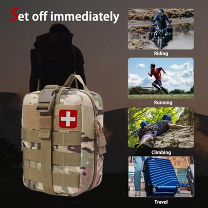 Universal IFAK Trauma First Aid Kit Molle Pouches Emergency Survival Kit Suitable for Home, car, Travel, Camping, Hiking, Sports, Outdoor Emergencies-Quick Response First Aid Essentials(CP) - color: Cp
