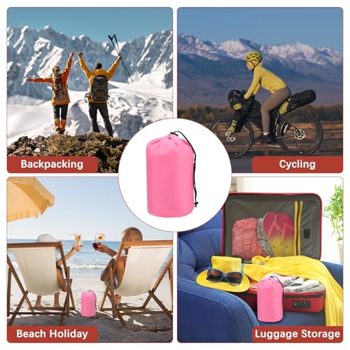 Stuff Sack [2PCS] - Waterproof Outdoor Storage Sacks Use for Backpacking & Traveling & Hiking - [Pink-5 x 10 in/ 13 x 25 CM] Ultralight Drawstring Bags - color: Pink