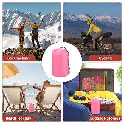 Stuff Sack [2PCS] - Waterproof Outdoor Storage Sacks Use for Backpacking & Traveling & Hiking - [Pink-5 x 10 in/ 13 x 25 CM] Ultralight Drawstring Bags - color: Pink