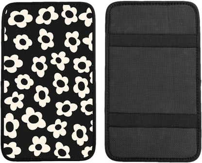 Car Center Console Cover,White Flowers Auto Center Console Pad,Armrest Cover Protector for Vehicle SUV Truck Car - color: White Flowers