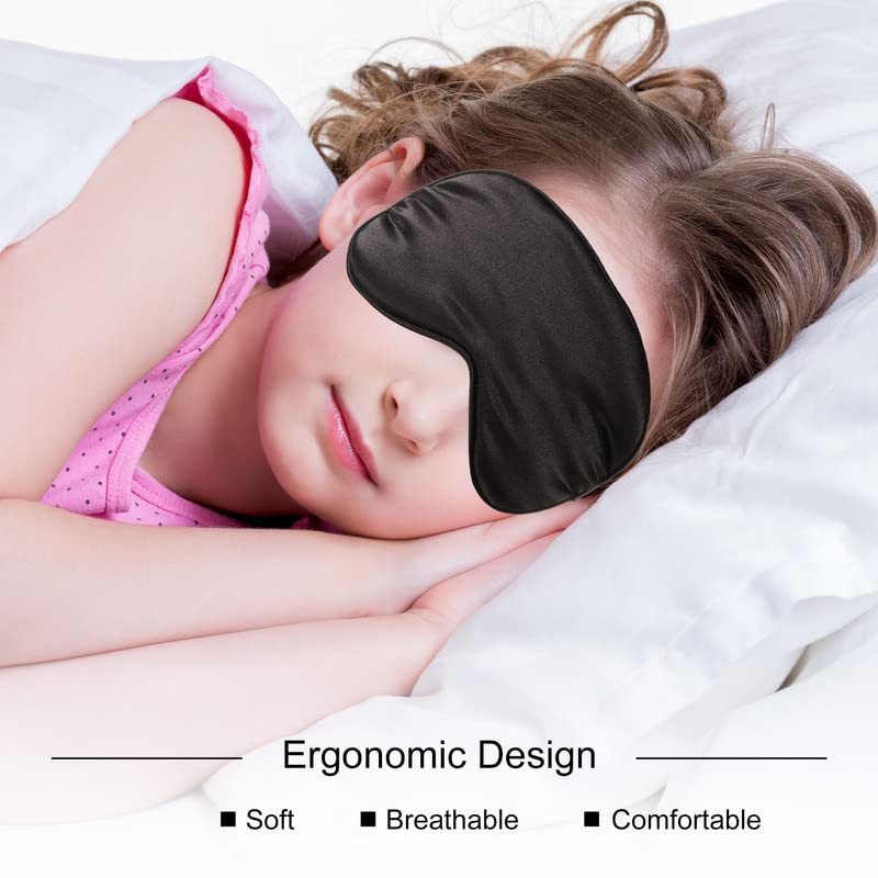 BBTO 4 Pcs Silk Sleep Eye Masks Smooth Soft Satin Eye Covers with Adjustable Strap Blindfold for Sleeping Blocking Out Lights Travel Relaxation(Black, Navy Blue, Dark Green, Gray) - color: Black, Navy Blue, Dark Green, Gray