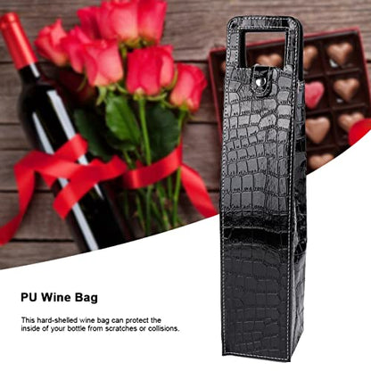 Leather Wine Bottle Carrier, Wine Gift Bag PU Resuable Leather Wine Tote Bag Champagne Beer Gift Bags Carrier for for Picnic Beach Party Travel, Good Gifts for Wedding Housewarming Wine(Black) - color: Black