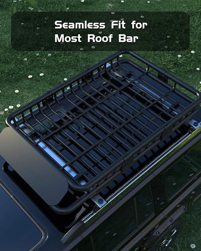DEXSO 51" x 36" Universal Roof Rack Carrier Basket, 200 Lbs Capacity Roof Cargo Basket with Extension Luggage Holder Basket Heavy Duty for SUVs, Trucks, Vehicles - size: 51" x 36" x 6"