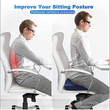 WAOAW Car Seat Cushion, Coccyx Cushion, Tailbone Pain Relief Cushion, Memory Foam Chair Pad for Back, Coccyx, Tailbone Pain Relief - color: Blue