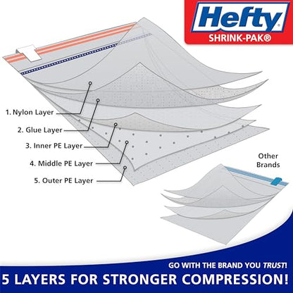 Hefty Shrink-Pak Vacuum Storage Bags - Space Saver for Under Bed Storage, Clothing and Comforters, 3X More Storage Space, 6 Medium Zipper Bags - style: 6 Medium / Clothing