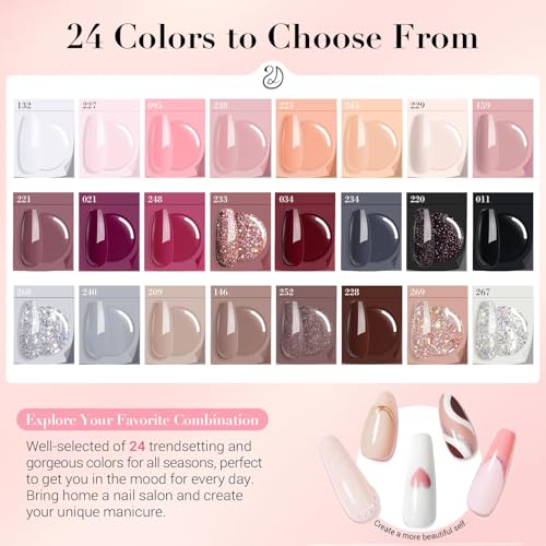 AzureBeauty Dip Powder Nail Kit with Electric Nail Drill, 24 Colors Nude Pink Glitter Nail Powder Starter Kit with Dip Liquids Base Top Coat Activator Portable Manicure French Nail Art Essential Set - color: Nude Pink Glitter