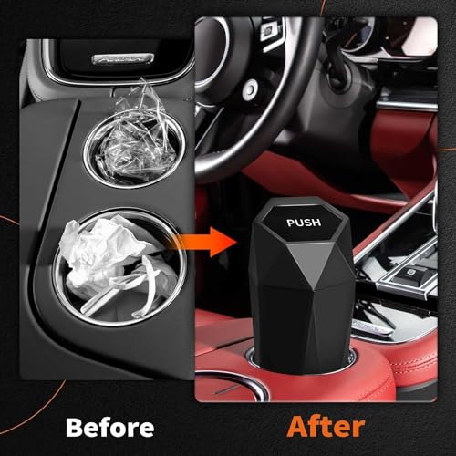 HOTOR Car Trash Can with Lid - 2 Pack, Car Accessories for Interior, Leakproof Vehicle Garbage Can with 30 Attached Trash Bags, Multipurpose Organizers and Storage for Home, Office, Black - color: Black