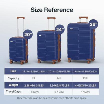 Vipbox Luggage 28 Inch (3-Years VIP Service) Hardside Expandable Large Capacity Travel Suitcase Ultra Durable Polycarbonate Lightweight with TSA Lock Spinner Wheels, Classic Blue - color: Classic Blue, size: 28 INCH
