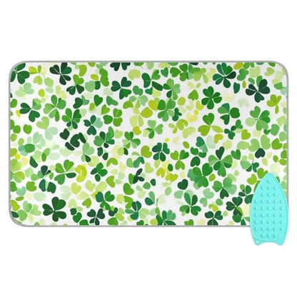 Bright Green Clover St. Patrick Ironing Mat for Table top Portable Ironing Pad Blanket for Washer Dryer Countertop Travel - color: Bright Green Clover St. Patrick