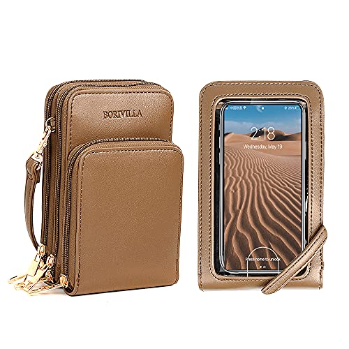 Crossbody Cellphone Purse Women Touch Screen Bag RFID Blocking Wallet Handbag Shoulder Strap - color: Tan-small, size: Small