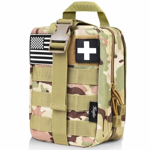 Medical Molle Pouch Tactical - 1000D Nylon First Aid Pouch, Big Capacity EMT Pouch Utility, Heavy Duty Military Grade Rip-Away Ifak Pouch for Home and Outdoor Activities（Bag Only - color: Multicam