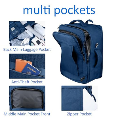 AREYTECO 60L Big Capacity Carry On Laptop Backpack Large Travel Backpack for Men, Expandable Water Resistant Overnight Weekender Luggage Gym Daypack Rucksack Traveling Backpack, Traveler Gifts, Blue - color: Blue, size: 18.4 Inch (22''x14''x11'')