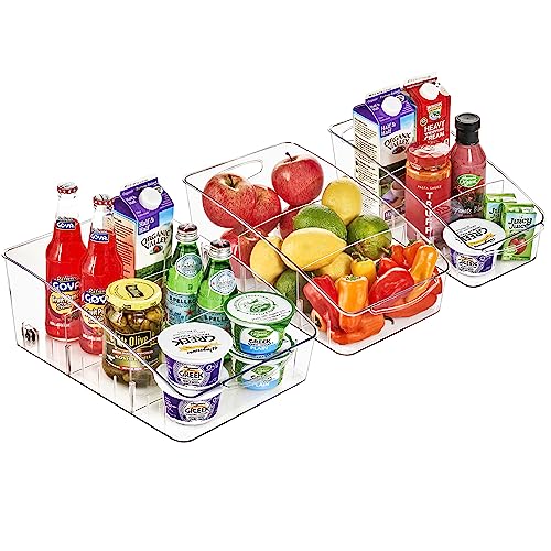 Sorbus Fridge Organizer on Wheels - Rolling Fridge Organizers and Storage Clear Design with Dividers & Handles for Kitchen Organization and Storage - Refrigerator Organizer Bins & Pantry Storage Bins - size: Curved Top