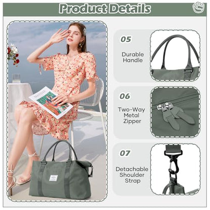 Small Gym Duffel Bag, Travel Weekender Bags for Women, Overnight Gym Carry On Tote Bag with Wet Pocket, Hospital Mom Bag for Labor and Delivery - Green - color: X-Green