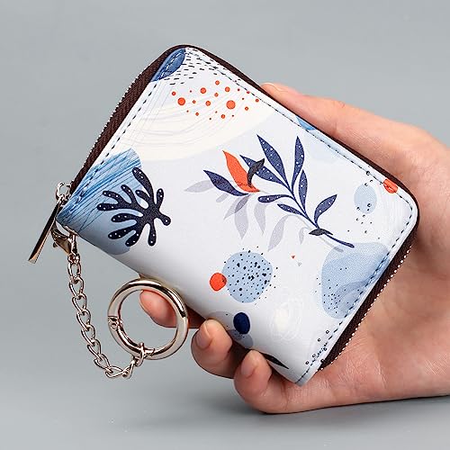 FurArt Zipper Wallet Women, RFID Blocking Credit Card Wallet, Business Card Holder, Compact Size KeyChain Wallet - color: Foliage