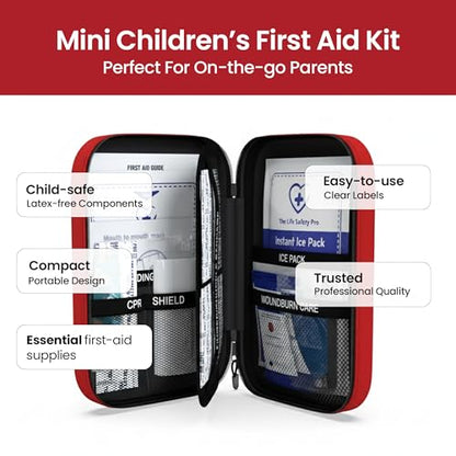 Small, First Aid and CPR Kit for children, toddler, and kids. Large Variety of Bandages to fit your childs injuries. Perfect travel first aid kit, Diaper Bag, Backpack, Car, and More. Quick and Effect - size: Small
