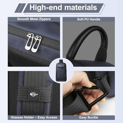 hk Sling Bag for Man, Waterproof Utility Crossbody Bag with Anti-theft Pocket for Men - color: Blue