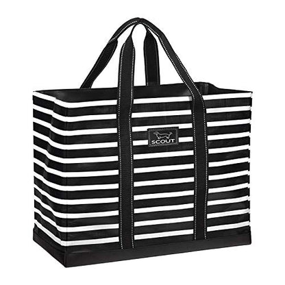 SCOUT Original Deano Tote - Durable Lightweight Open Top Beach, Pool & Lake Bag, Inside Zip Pocket, Folds Flat - color: Fleetwood Black
