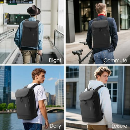 BANGE Commute backpack can hold 15.6 inch laptop,Flight approved carry on backpack for men and woman - color: Black