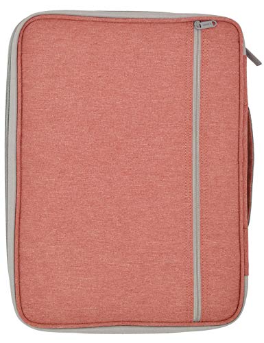 Document A4 Bag Case Waterproof Organizer Portfolio Office Travel Zipper Multi-Function Pouch - color: 01-pink Orange