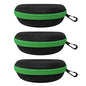 3 Pack Zipper Shell Eyeglasses and Sunglasses Case with Plastic Carabiner Hook - color: Green
