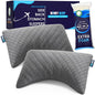 Sidney Sleep Set of 2 Mini Travel Size Neck Pillows - Knee Pillow - Back Lumbar Support - Curved Bed Pillow - 14 x 19 Inches - Adjustable Loft - Carry Backpack Included (Grey 2 Pack Mini) - color: Grey, size: Travel Mini (Pack of 2)