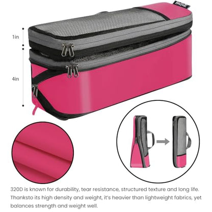 BAGAIL 4 Set/6 Set/8 Set Compression Packing Cubes Travel Accessories Expandable Packing Organizers (Half Mesh, 6-Fuchsia) - color: 6-Fuchsia, style: Half Mesh