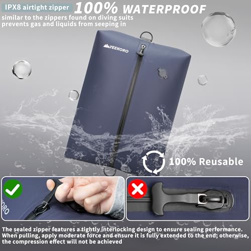 Upgraded Vacuum Bag for Travel, Professional IPX8 Waterproof Reusable Vacuum Compression Bags for Travel Suitcases, Durable Space Saver Bag - color: Navy Blue, size: 2 PC -With Pump