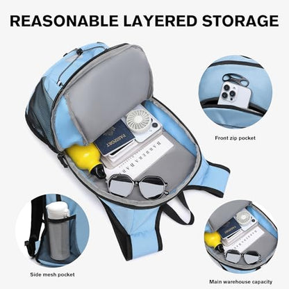 Ultra-Light Soft Daypack 15L/20L, Cushioned Breathable Back Panel Backpack, Lightweight Packable Travel Backpack (Sky Blue, 15L) - color: Sky Blue, size: 15L