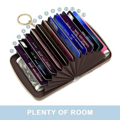 Aiawoxc Credit Card Holder, Small RFID Wallet Slim Leather Card Organizer Case with Zipper and Wristlet Strap, Grey Marble - color: B-Grey Marble, size: Wrist Strap