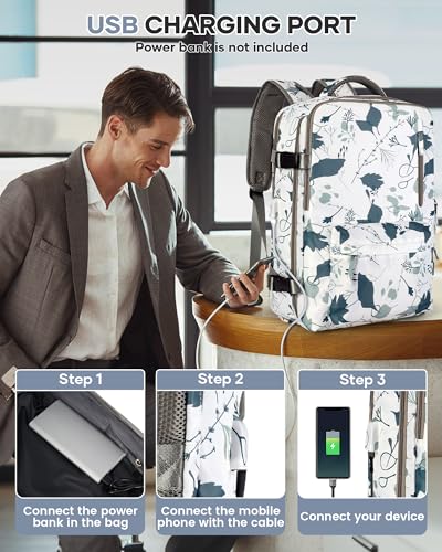 WONHOX Vacuum Seal Backpack for Travel with Air Pump Vacpack Carry on Flight Approved Compression Daypack Laptop Space Saver Bags Storage with Vacuum System 18x14x8 inches Travel Bag Women LeafWhite - color: A10-white