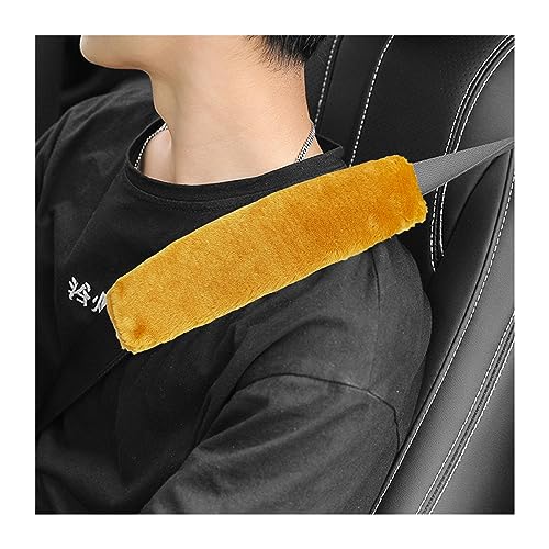 Ziciner 2 Packs Car Seatbelt Covers Shoulder Pad, Universal Soft Faux Sheepskin Shoulder Cover for Comfortable Driving, Fluffy Seat Belt Protector Help to Protect Your Neck and Shoulder (Camel) - color: Camel