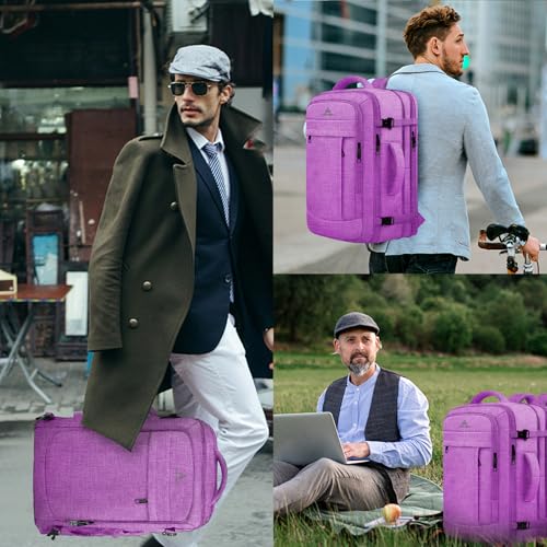 AREYTECO 50L Carry On Backpack, Extra Large Laptop Backpack, Travel Backpack for Women, Expandable Water Resistant Big Bag Anti-Theft Business Daypack Fit 17 Inch Laptop,Purple - color: Purple, size: 17.3 Inch (20''x13''x10'')