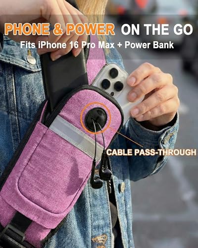 Sling Backpack for Women & Men, Crossbody Travel Bag with Water Bottle Holders, 17 Pockets, Quick-Access Phone Pocket, Hidden Security Pocket, Fits 11" Tablet, for Daily Carry, Travel, Theme Parks - color: G-berry Rose