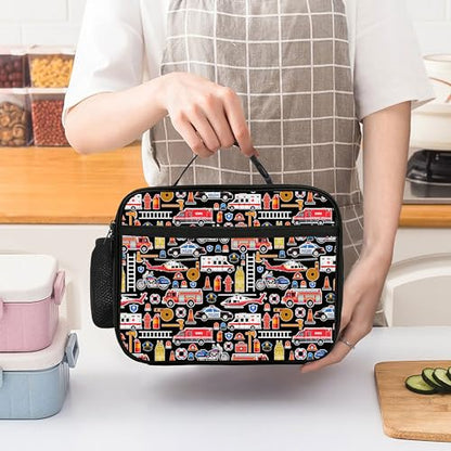 Police Car Lunch Bag Insulated Reusable Lunch Box Cooler Thermal Tote Bag For Teenage Boys Girls School Beach - color: Police Car