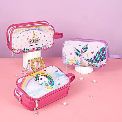 Toiletry Bag for Girls - Kids Toiletry Bag Christmas Birthday Gift Camping Travel Toiletry Case Toiletries Makeup Cosmetic Pouch Pink Water-resistant Wash Bag Dopp Kit with Mesh Pocket - style: Unicorn B