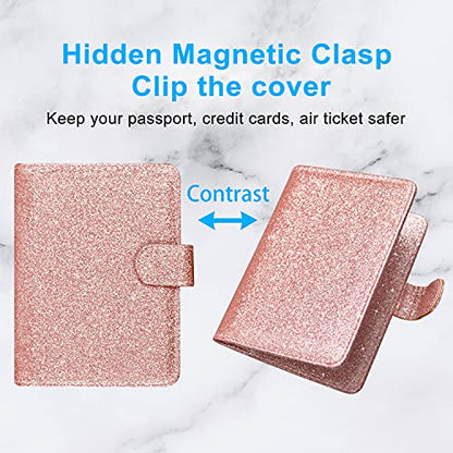 ACdream Unisex Faux Leather Passport and Vaccine Card Holder, Glitter Rose, RFID Blocking, 20 x 3.5 x 2.5 in - color: AB - Glitter Rose