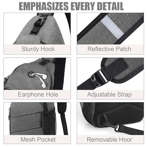 Pritent Crossbody Bags for Women Men Trendy Sling Bag Backpack Casual Chest Bag with Convertible Shoulder Strap - color: Light Grey, size: Medium