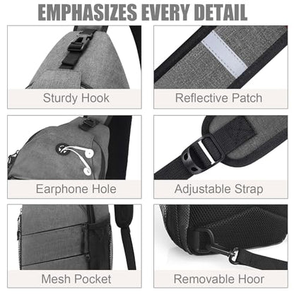 Pritent Crossbody Bags for Women Men Trendy Sling Bag Backpack Casual Chest Bag with Convertible Shoulder Strap - color: Light Grey, size: Medium
