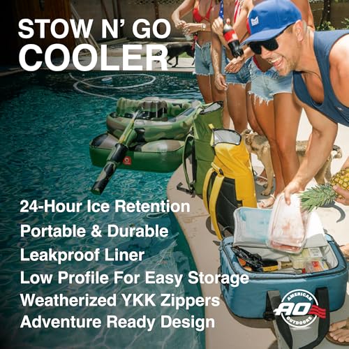 AO Coolers Stow-N-Go Canvas Soft-Sided Cooler, Low Profile and Leak Proof, Insulated for 24-Hour Cold - color: Black